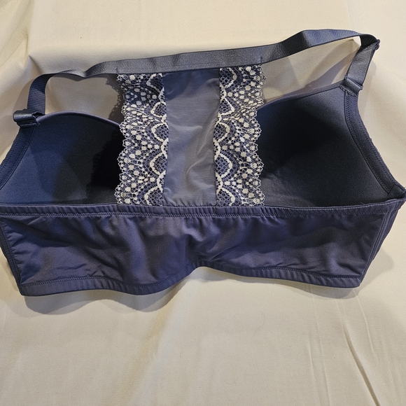 Cacique 46DD Bra Bundle Mauve Lace & Navy Blue RacerBack Smoothing Full Coverage - Picture 3 of 5